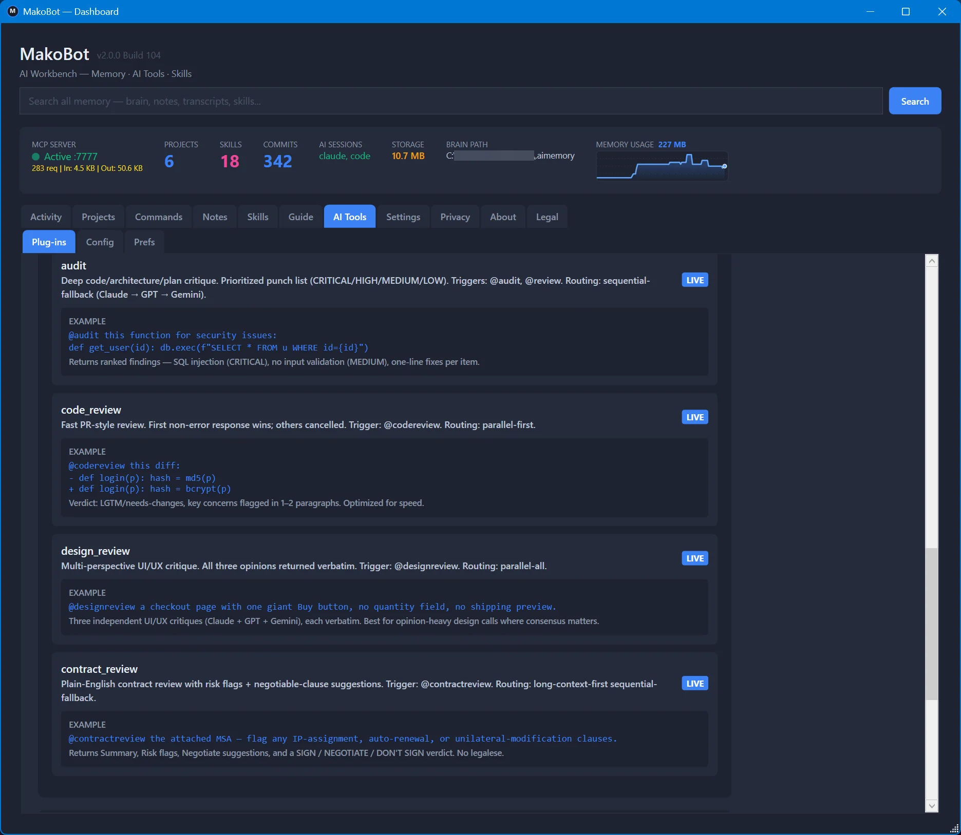 MakoBot AI Tools — multi-model orchestration plug-ins