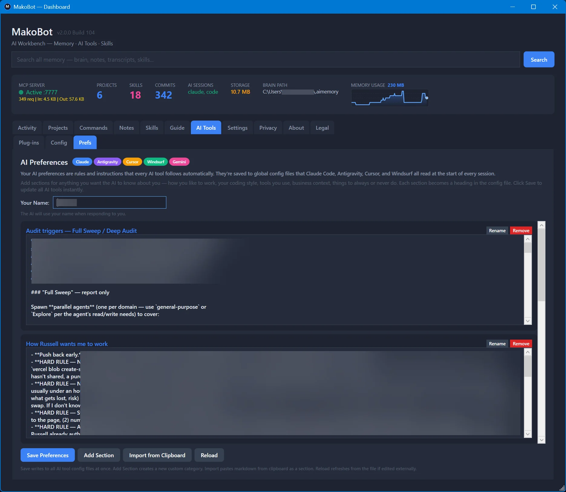 MakoBot AI Tools Preferences — plain-English working style